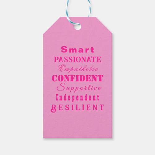 Qualities of Great Women Pink Gift Tags