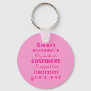 Qualities of Great Women Pink Keychain