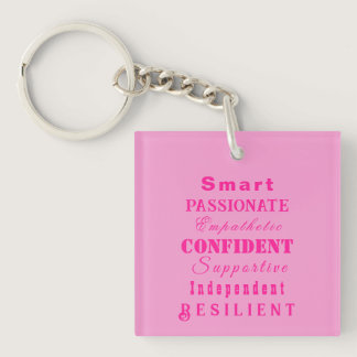 Qualities of Great Women Pink Keychain