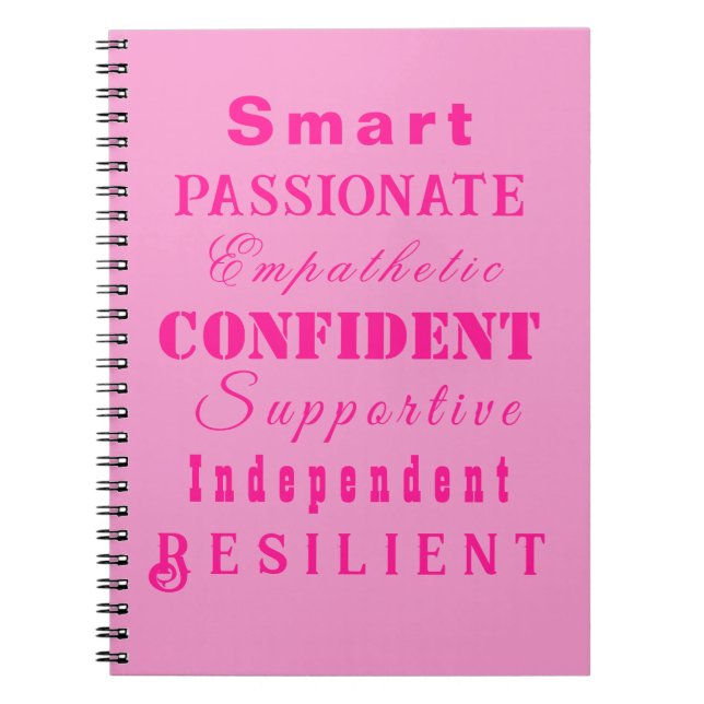Qualities of Great Women Pink Notebook (Front)