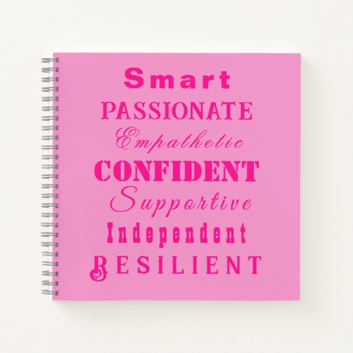 Qualities of Great Women Pink Notebook