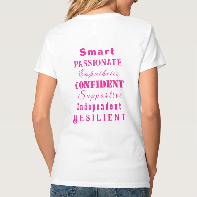 Qualities of Great Women Pink T-Shirt (Back)