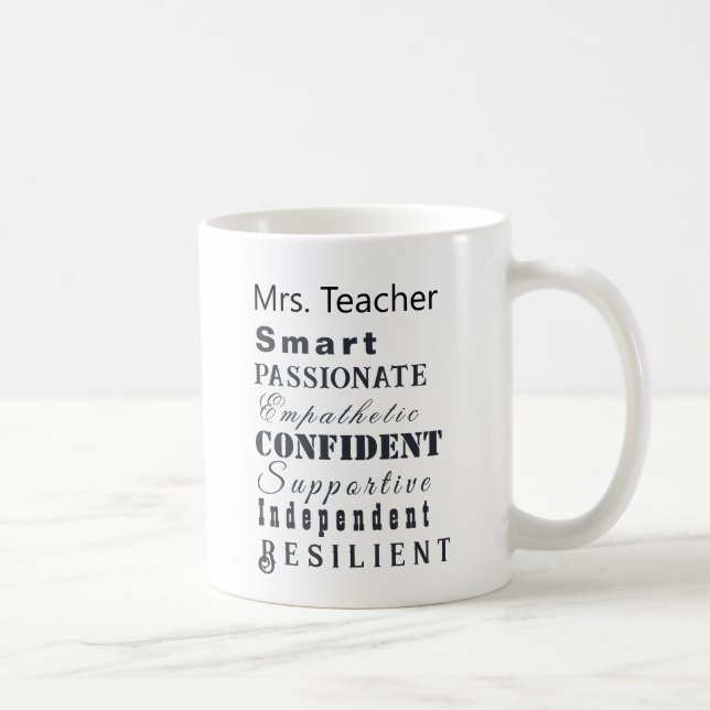 Qualities of Great Women Teacher Personalized Coffee Mug (Right)