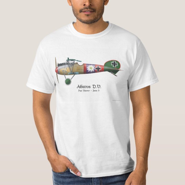 Quality Albatros D.V. ww1 German Fighter Plane Ace T-Shirt (Front)