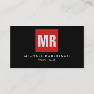 Quality Black Red Monogram Unique Business Card