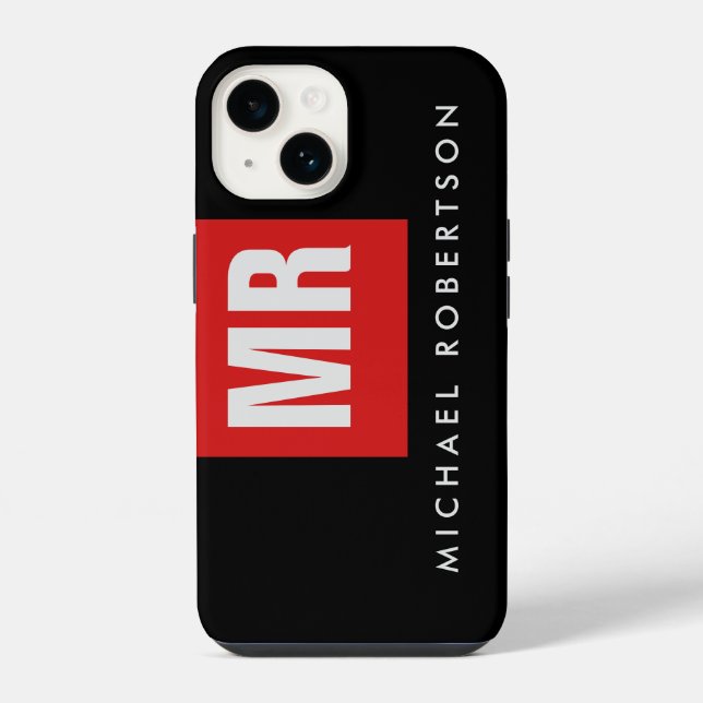 Quality Black Red Monogram Unique Iphone Case (Back)