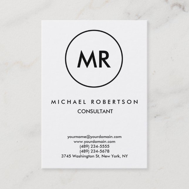 Quality Black White Stamp Monogram Unique Business Card (Front)