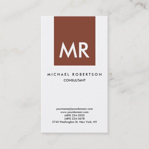 Quality Brown White Monogram Elegant Unique Business Card