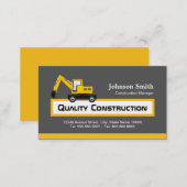 Quality Construction Company - Elegant Yellow Business Card (Front/Back)