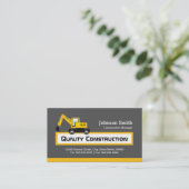 Quality Construction Company - Elegant Yellow Business Card (Standing Front)
