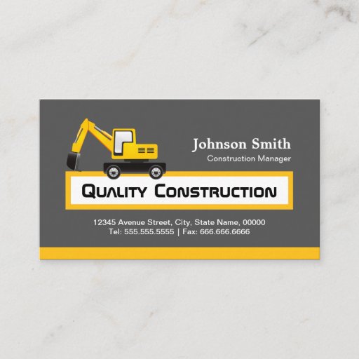 Customizable Quality Construction Company - Elegant Yellow Business Cards