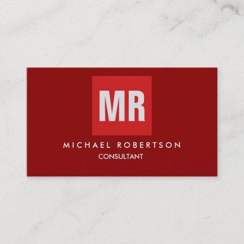 Quality Dark Red Monogram Unique Business Card