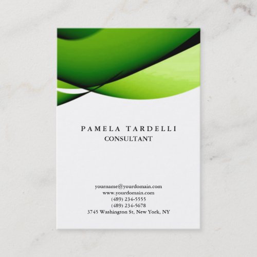 Quality Green  White Unique Modern Curves Business Card