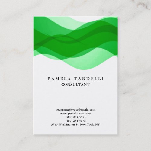 Quality Green  White Unique Modern Pattern Curves Business Card