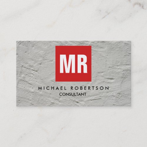 Quality Grey Wall Red Square Monogram Unique Business Card