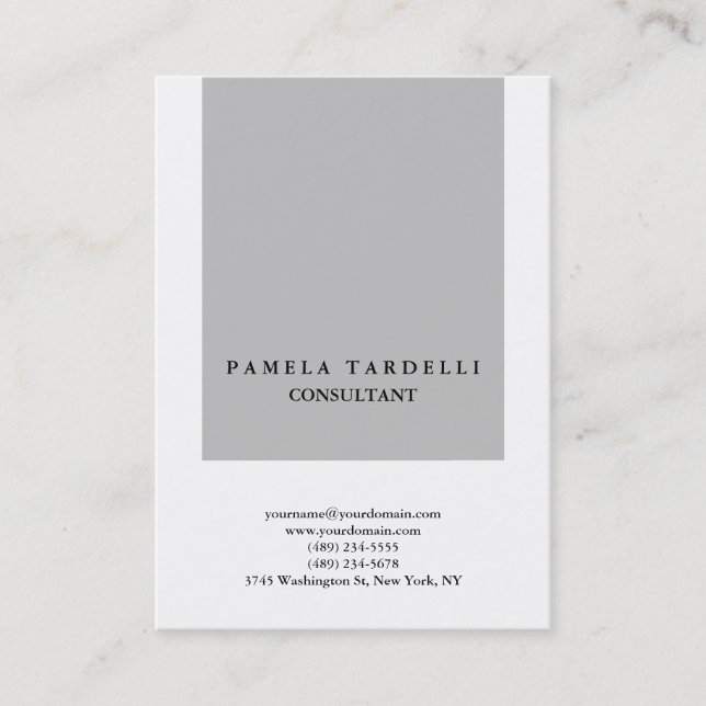 Quality Grey & White Unique Modern Trendy Business Card (Front)