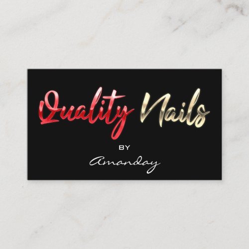 Quality Nails QR Code Logo Black Copper Gold  Business Card