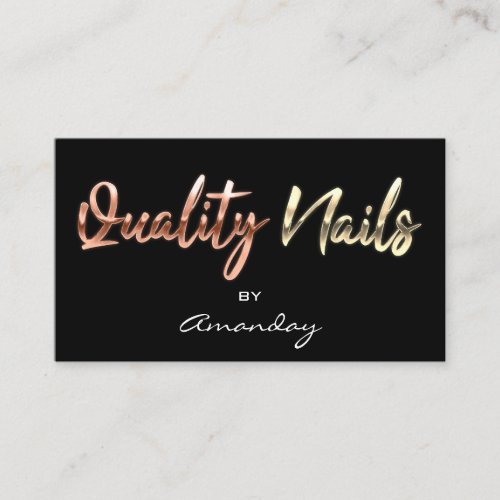 Quality Nails QR Code Logo Black Copper RoseGold   Business Card