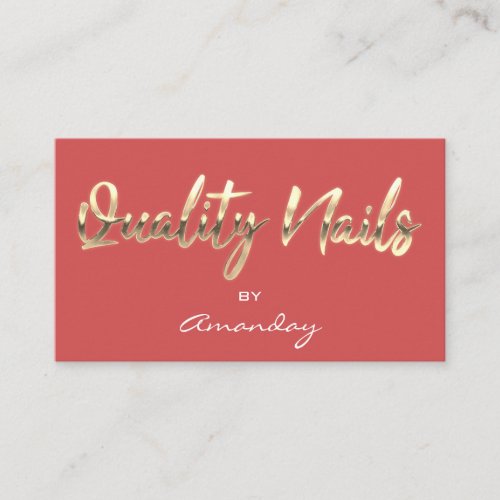 Quality Nails QR Code Logo Rose Gold  Business Card