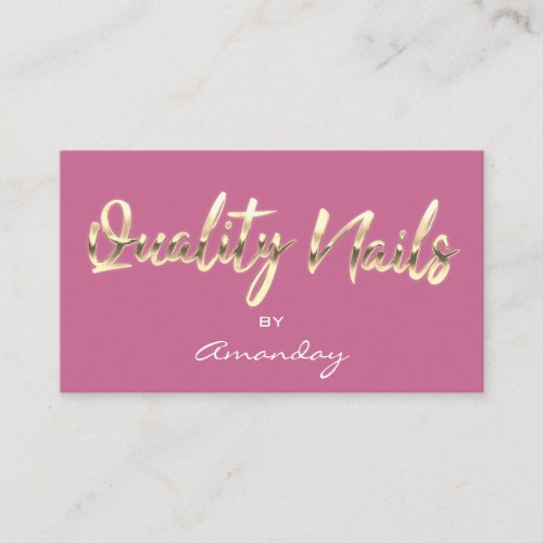 Quality Nails Script QR Code Logo Rose Pink   Business Card