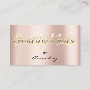 Quality Nails Studio QR Code Logo  Rose Gold  Business Card