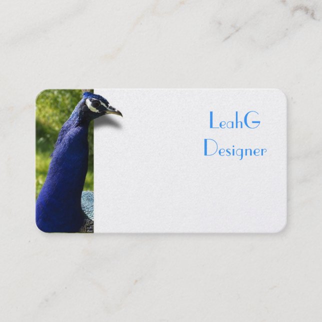 Quality Peacock blue customized business cards (Front)