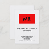 Quality Red Stripe White Black Monogram Unique Business Card (Front/Back)