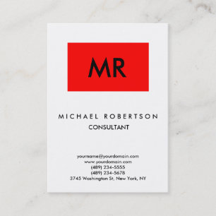 Quality Red Stripe White Black Monogram Unique Business Card