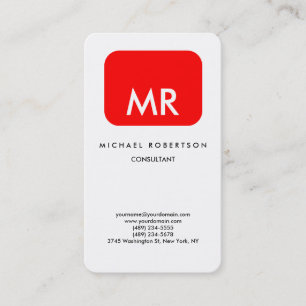 Quality Red White Monogram Elegant Unique Business Card