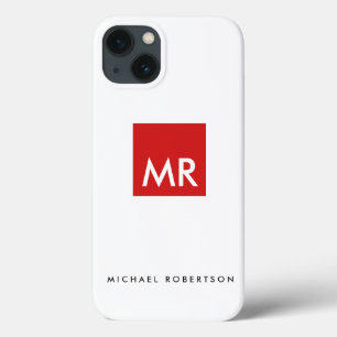Quality Red White Monogram Elegant Unique iPhone 13 Case