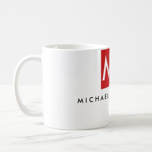 Quality Red White Monogram Elegant Unique Coffee Mug