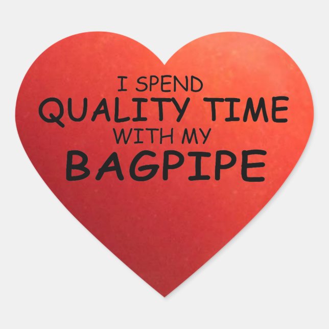Quality Time Bagpipe Heart Sticker (Front)