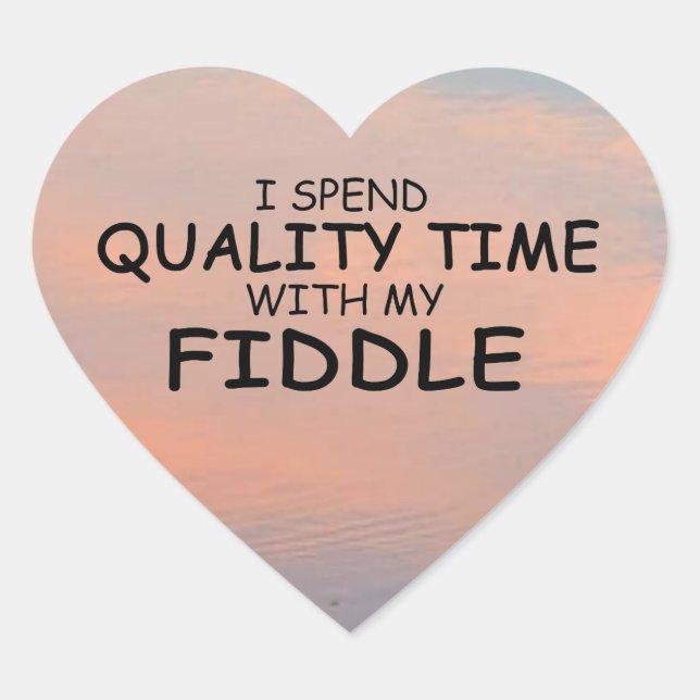 Quality Time Fiddle Heart Sticker (Front)