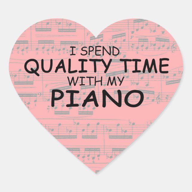 Quality Time Piano Heart Sticker (Front)