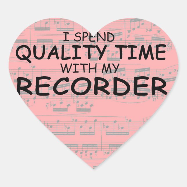 Quality Time Recorder Heart Sticker (Front)