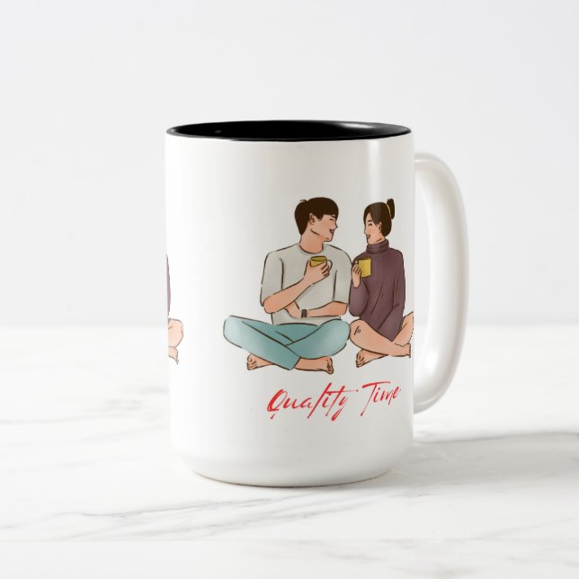 quality time stay together Two-Tone coffee mug (Front Right)