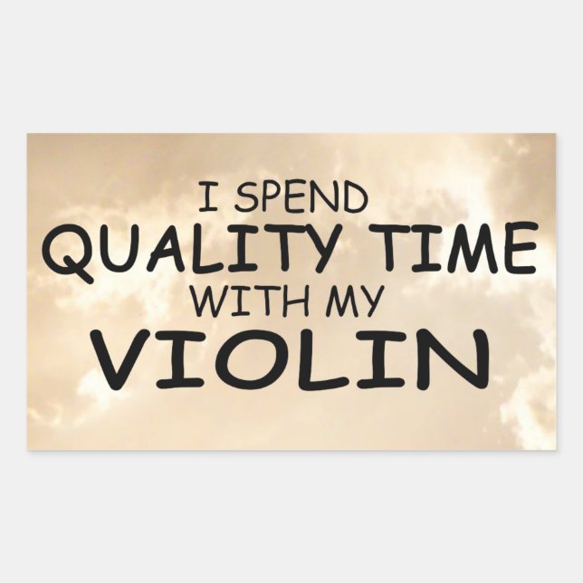 Quality Time Violin Rectangular Sticker (Front)