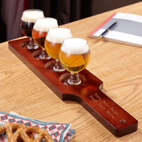 Quality Wooden Flight With Snifter Beer Glasses