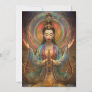 Quan Yin Colorful Psychedelic Goddess Art  Invitation