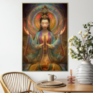 Quan Yin Colorful Psychedelic Goddess Art Poster