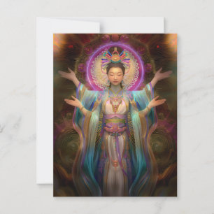 Quan Yin Colorful Visionary Goddess Art Postcard