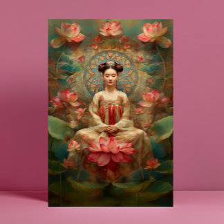 Quan Yin Goddess of Compassion High Frequency Art Postcard