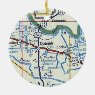 Quanah Texas Vintage Map Ceramic Ornament