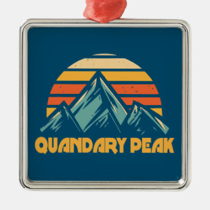 Quandary Peak Colorado Retro Turquoise Metal Ornament