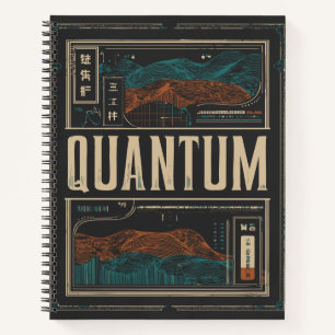 QUANTUM Abstract Science Waves Grunge Retro Notebook