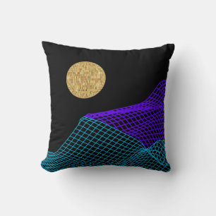 Quantum Abstract Space Purple Blue Black Gold Throw Pillow