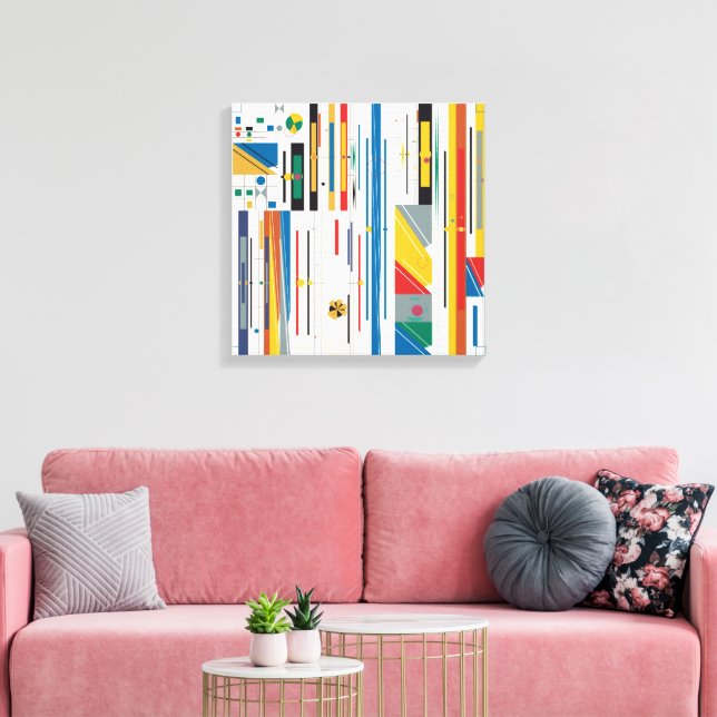 Quantum Bauhaus Geometric Pattern  Canvas Print (Insitu(LivingRoom))