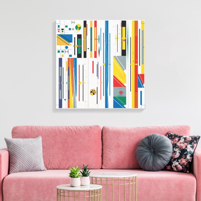 Quantum Bauhaus Geometric Pattern  Canvas Print (Insitu(LivingRoom))