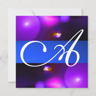 QUANTUM BUBBLE MONOGRAM  purple blue pink Invitation