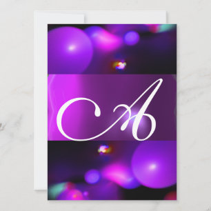 QUANTUM BUBBLE MONOGRAM purple Invitation